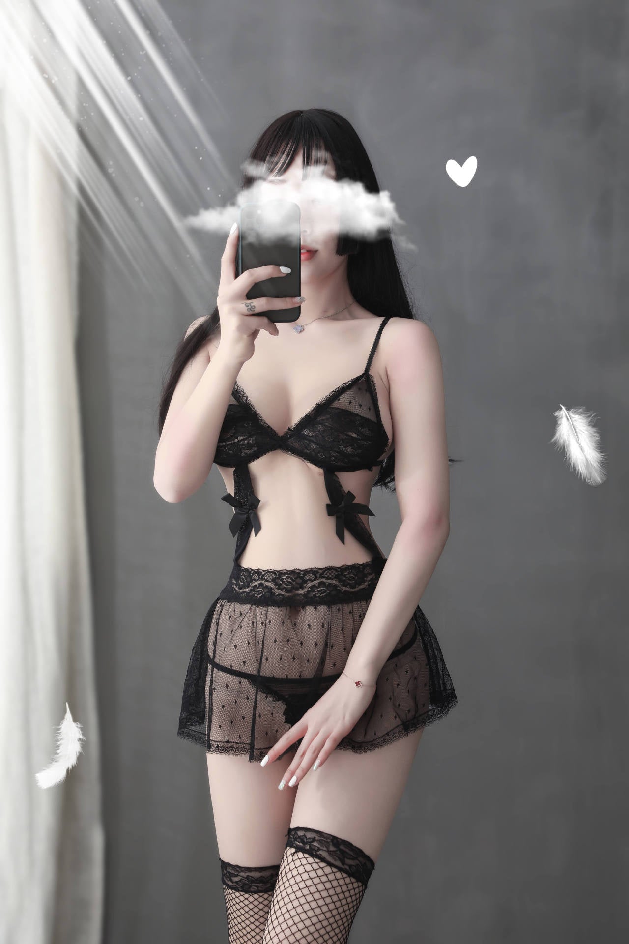 【A-1396】新款蕾絲網紗情趣內衣歐美性感睡衣透視露乳裝