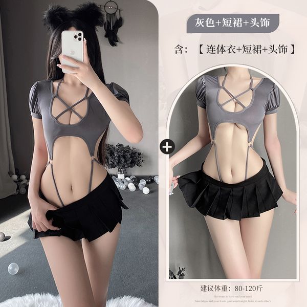 BT1054-情趣性感內衣連體衣鏤空低胸小胸免脫制服床上誘惑