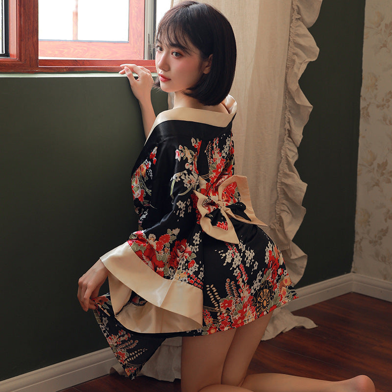 CT7972-和服性感睡衣大袍子印花制服誘惑大尺碼胖美眉