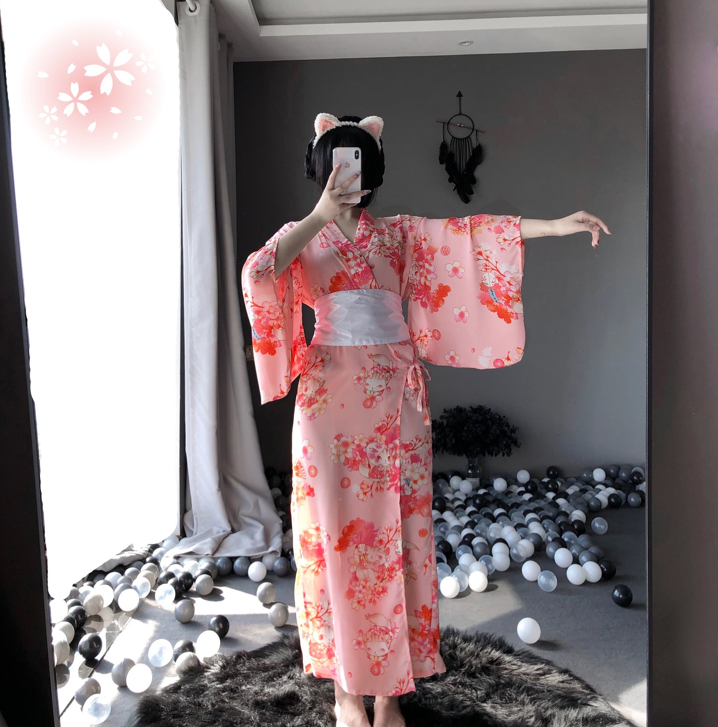 BT1143-情趣內衣日系和服女長款猫女情趣睡衣誘惑女雪紡