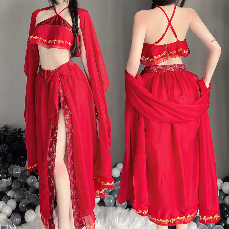 BT2545-情趣內衣性感印花透視肚兜敦煌飛天异域漢服制服套裝