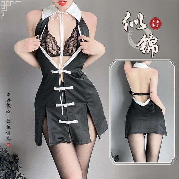 BT2622-情趣內衣女蕾絲免脫挑逗透視鏤空性感睡衣旗袍套裝制服誘惑