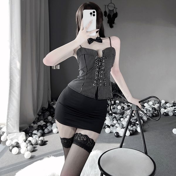 BT2329-情趣內衣女式床上騷激情誘惑性感挑逗制服條紋秘書套裝