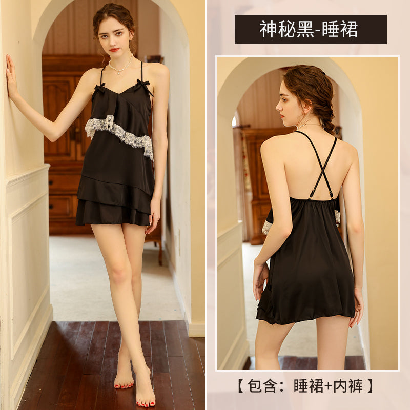 BS2552-性感蕾絲透視誘惑吊帶睡裙女家居服套裝