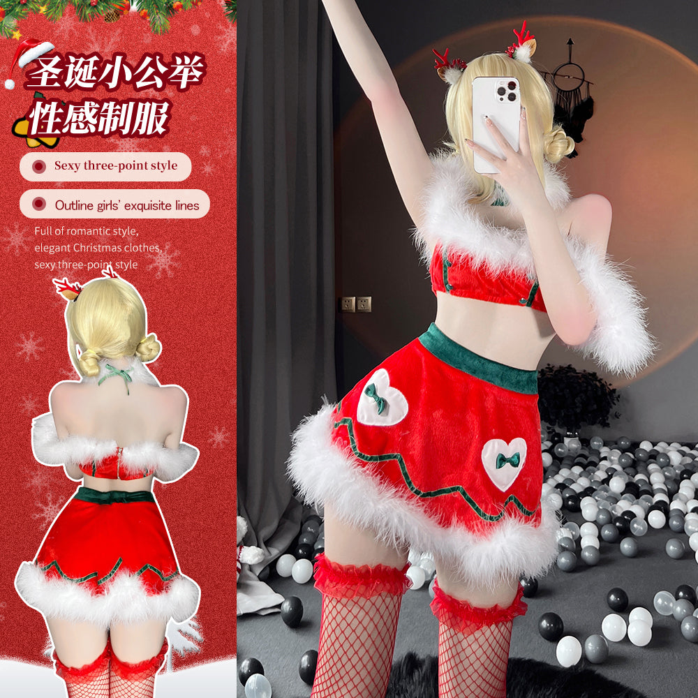 BT2488-特殊好看聖誕套裝抹胸分體性感制服誘惑
