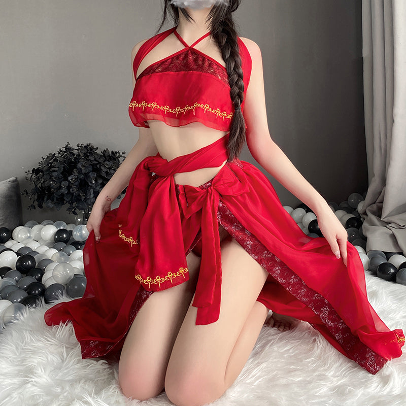 BT2545-情趣內衣性感印花透視肚兜敦煌飛天异域漢服制服套裝