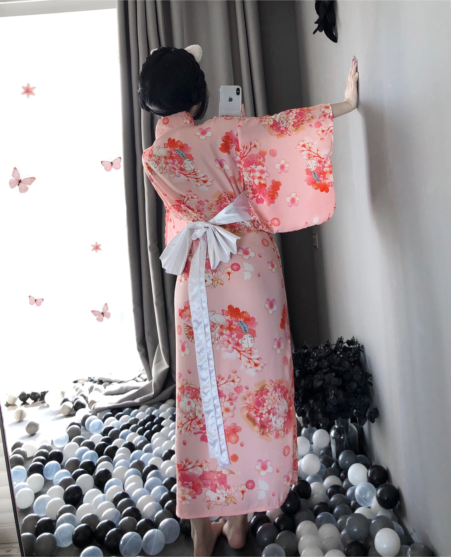 BT1143-情趣內衣日系和服女長款猫女情趣睡衣誘惑女雪紡