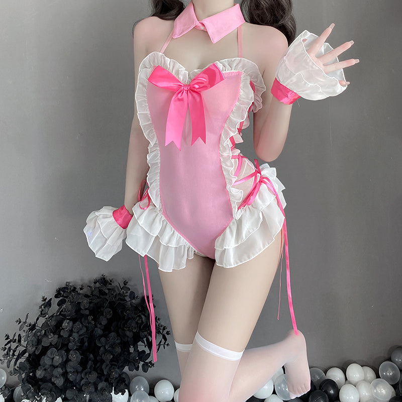 BT2529-情趣內衣女純欲開檔連體兔女郎清純制服可愛激情誘惑