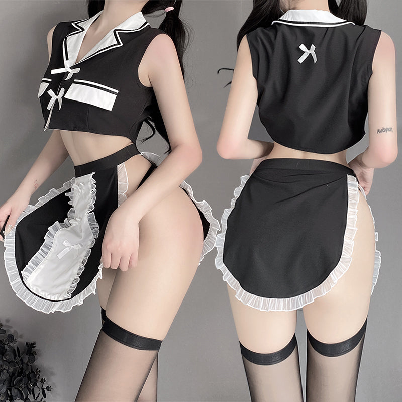 BT2578-情趣內衣性感激情免脫女僕裝圍裙蕾絲系帶制服騷套裝