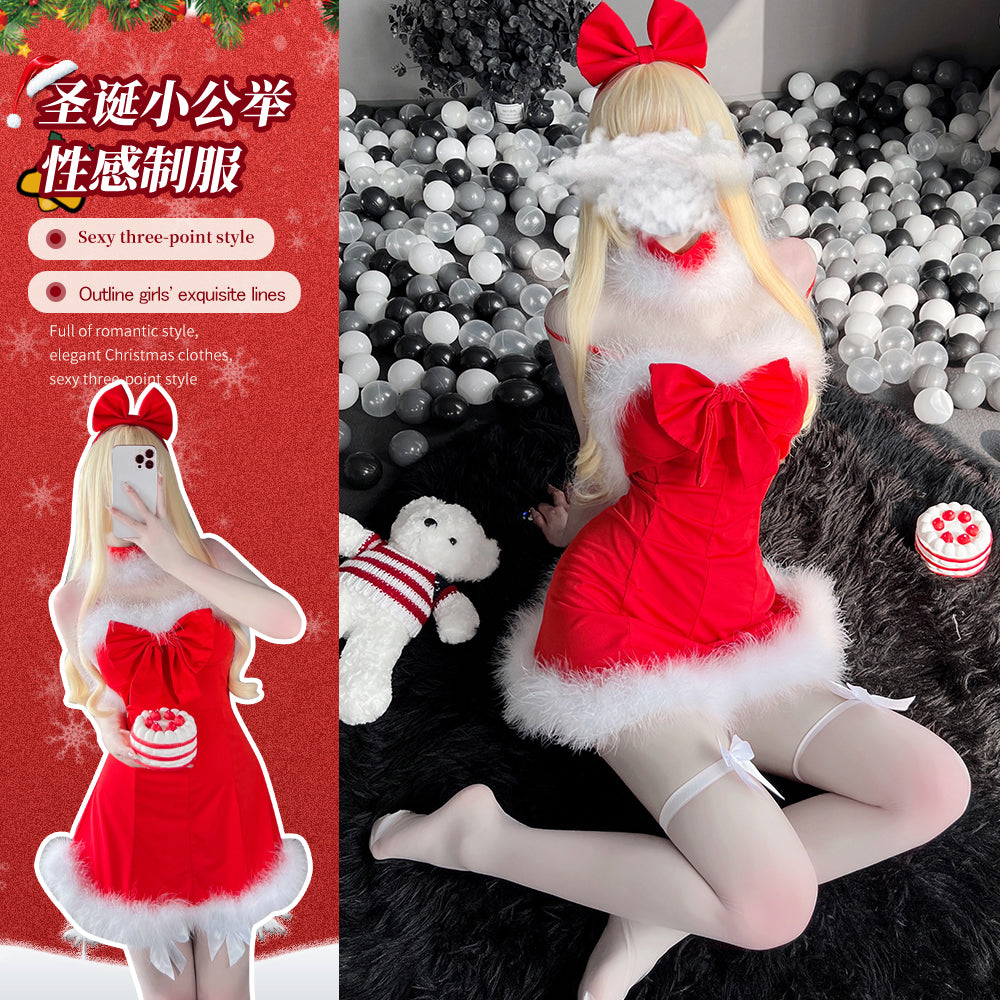 BT2494-性感裝扮聖誕套裝抹胸分體性感制服誘惑