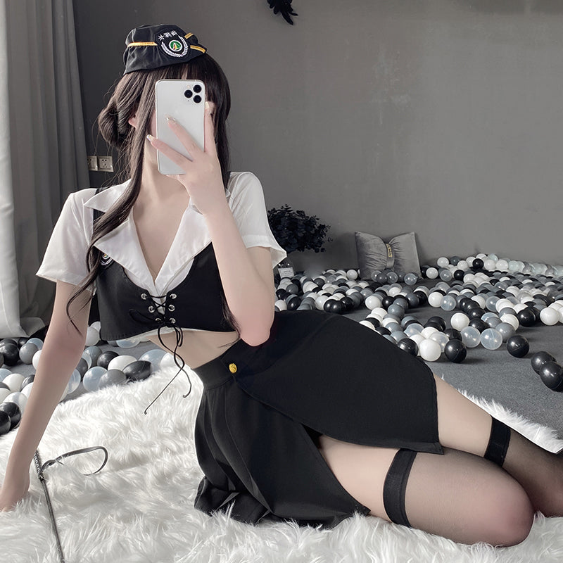 BT2540-情趣內衣女式角色扮演性感誘惑黑色空姐制服套裝激情