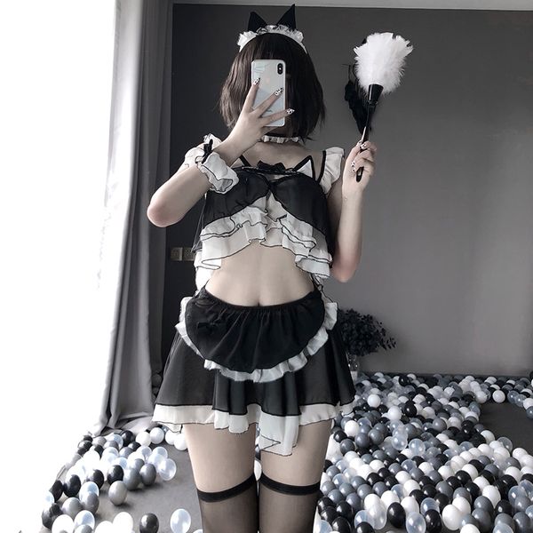 BT2276-情趣內衣性感猫女郎誘惑小胸制服透視可愛女僕女傭激情套裝