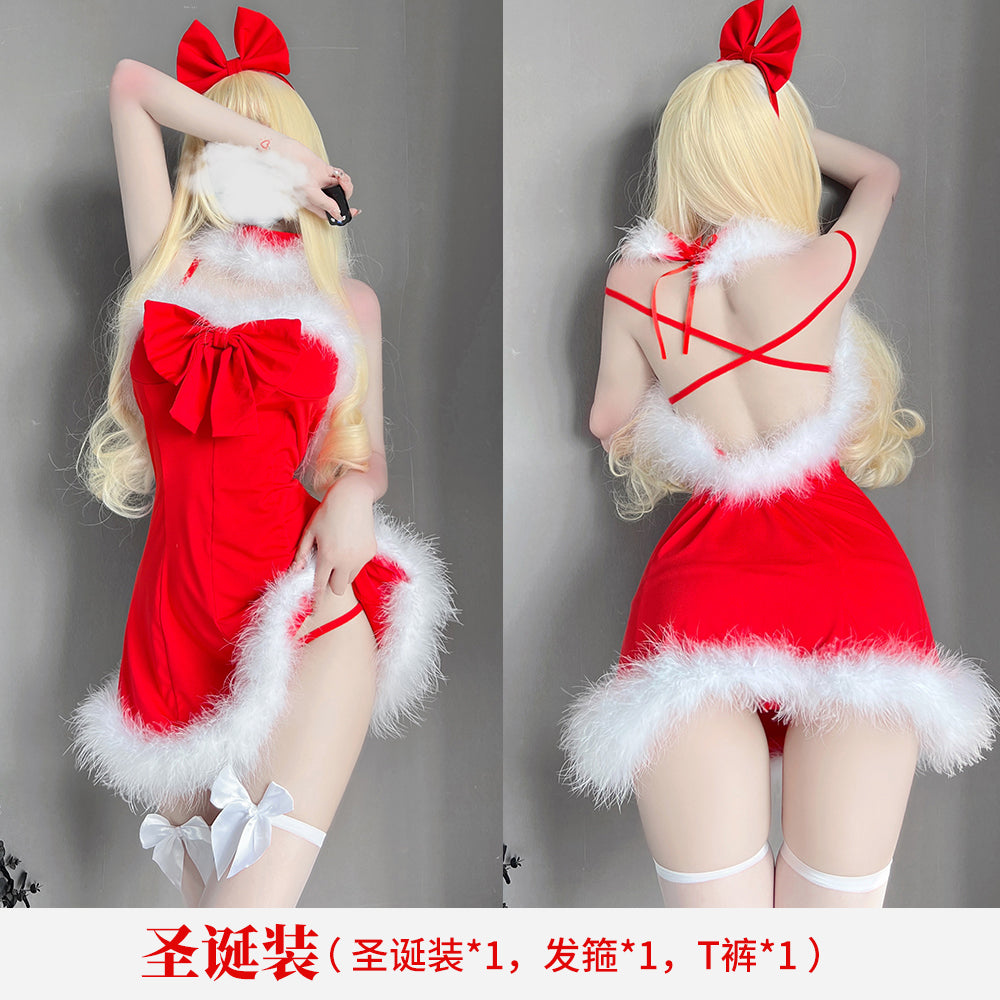 BT2494-性感裝扮聖誕套裝抹胸分體性感制服誘惑