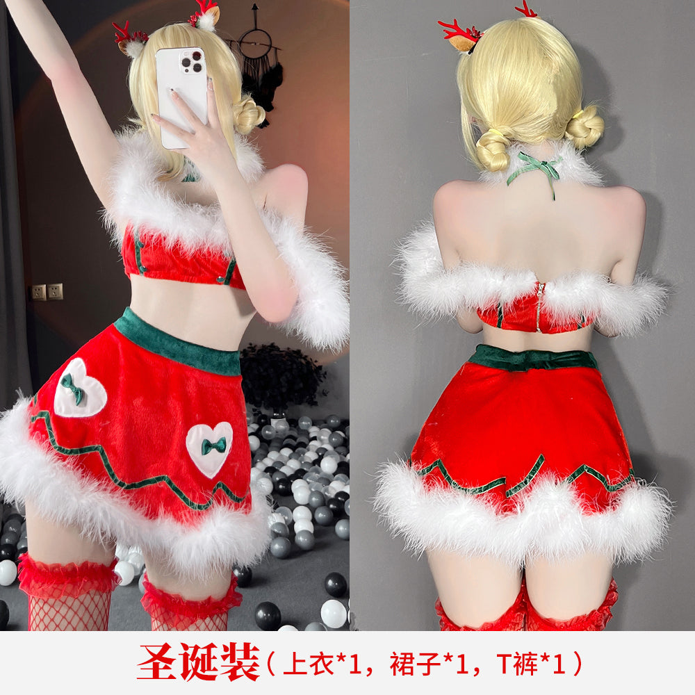 BT2488-特殊好看聖誕套裝抹胸分體性感制服誘惑