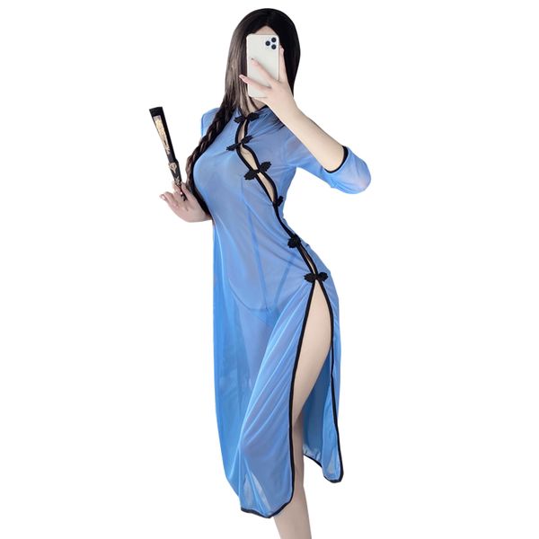 BT2100-情趣內衣女裝透視側叉制服民國風學生裝性感旗袍睡裙