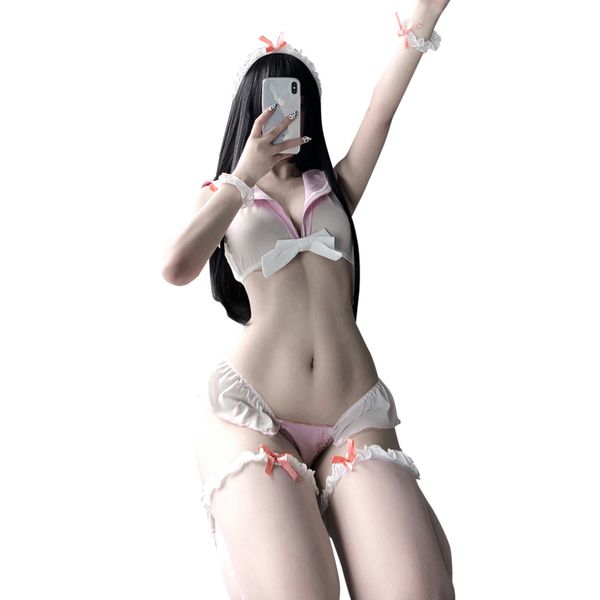BT2406-情趣內衣性感透視誘惑三點學生裝水手服網紅小胸制服套裝
