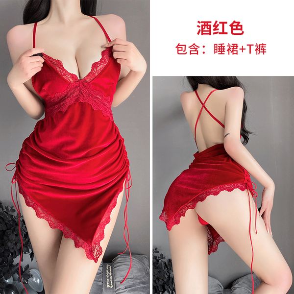 BS9072-情趣內衣激情套裝絲絨睡裙誘惑大碼性感睡衣純欲服裝