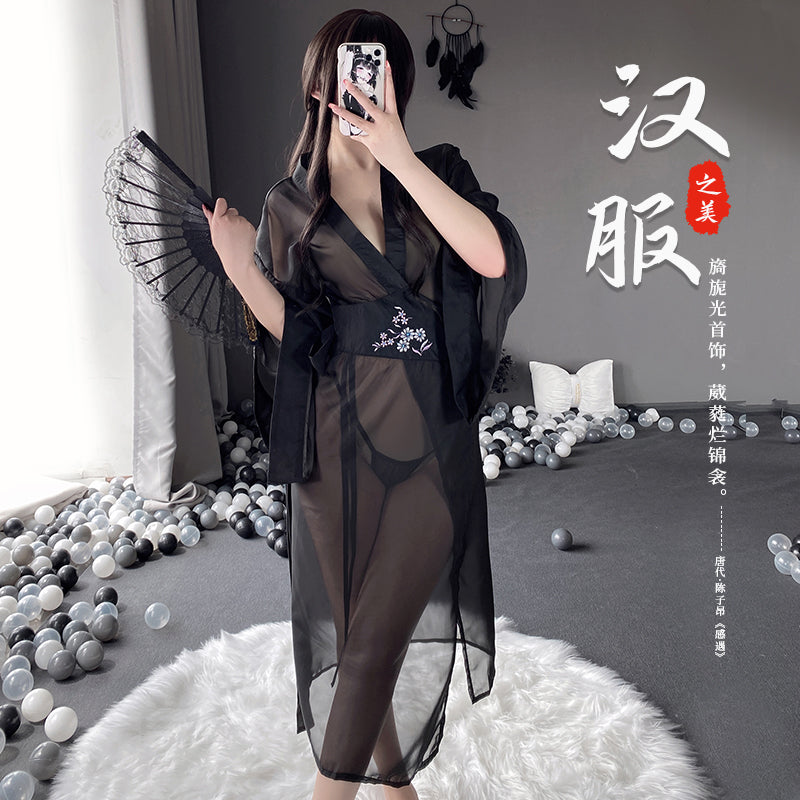 BT2566 BT2544-情趣內衣性感透視中國風長裙刺繡漢服套裝連身裙制服
