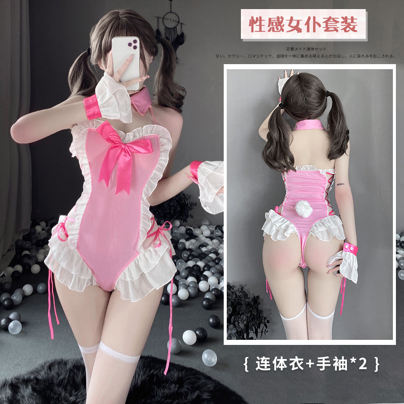 BT2529-情趣內衣女純欲開檔連體兔女郎清純制服可愛激情誘惑