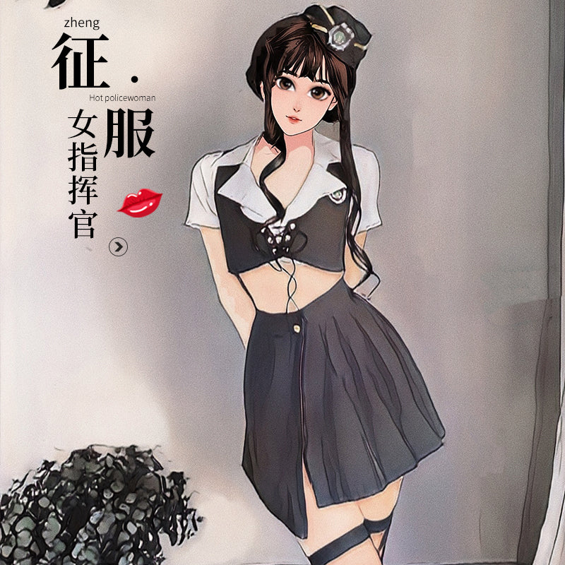 BT2540-情趣內衣女式角色扮演性感誘惑黑色空姐制服套裝激情
