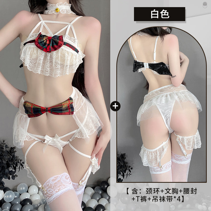 BT8019-情趣內衣可愛蝴蝶結女僕套裝捆綁睡裙性感內衣日系蕾絲帶