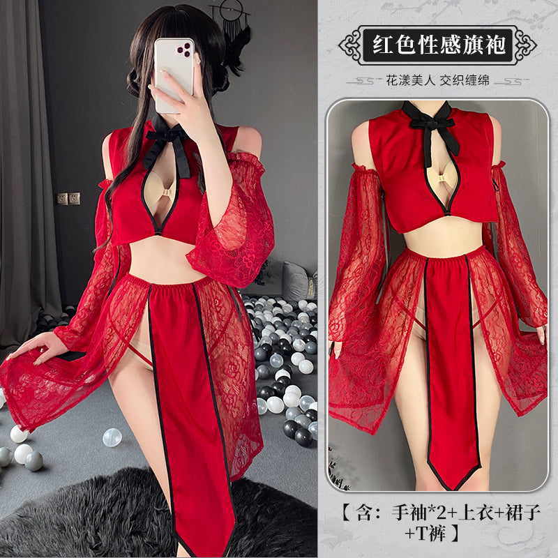 BT2558-性感古典提花漢服激情睡裙透視誘惑挑逗旗袍制服