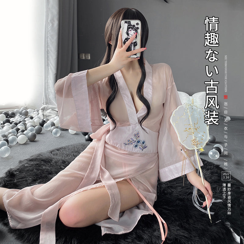 BT2566 BT2544-情趣內衣性感透視中國風長裙刺繡漢服套裝連身裙制服