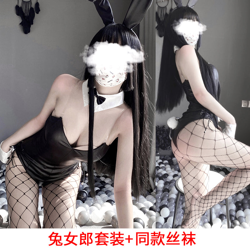 BT2442-新款情趣內衣性感兔女郎雙層暗扣開襠連體衣可愛套裝