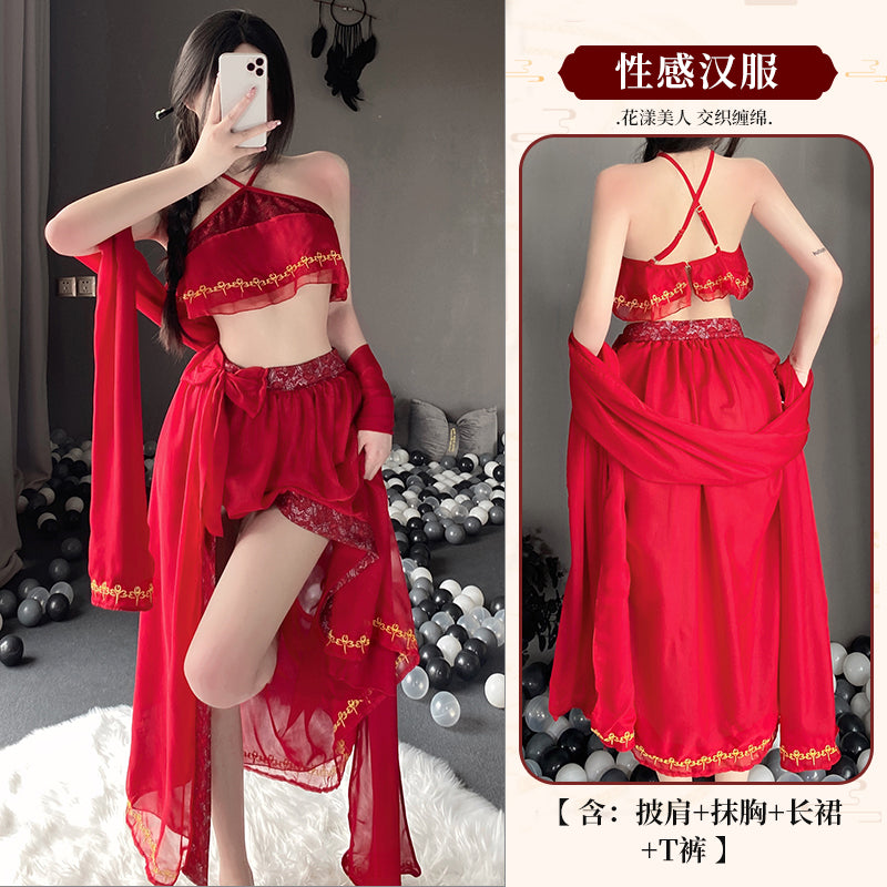 BT2545-情趣內衣性感印花透視肚兜敦煌飛天异域漢服制服套裝