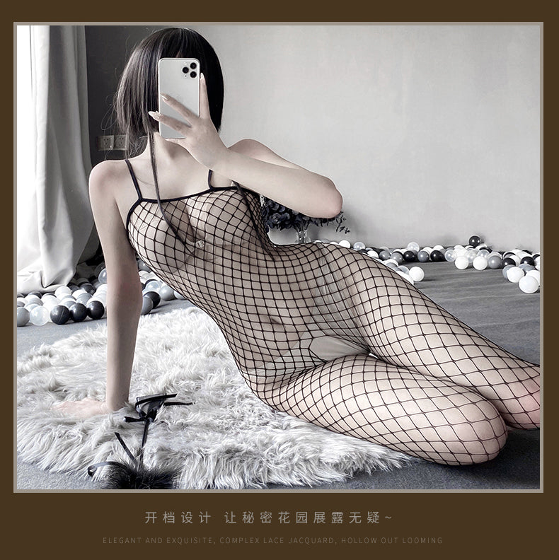 BF3100-情趣內衣大碼開檔露乳性感吊帶連體網衣連體衣