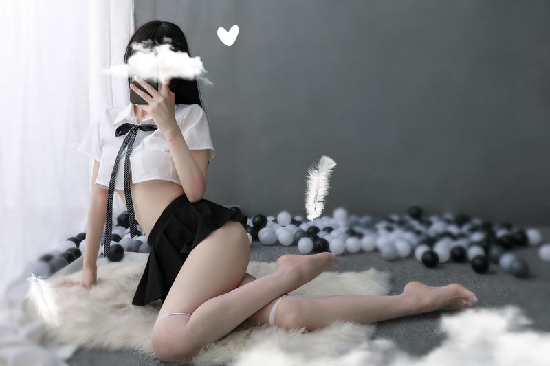 BT2377-情趣內衣性感透視學生白襯衫領繩蝴蝶結制服誘惑英倫格子百褶短裙