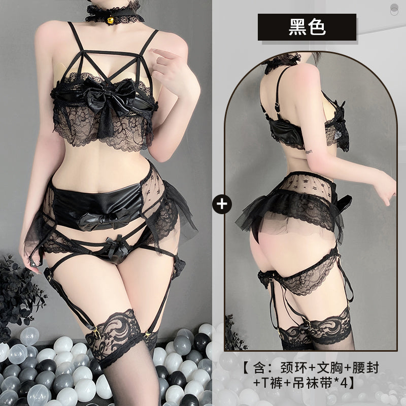 BT8019-情趣內衣可愛蝴蝶結女僕套裝捆綁睡裙性感內衣日系蕾絲帶