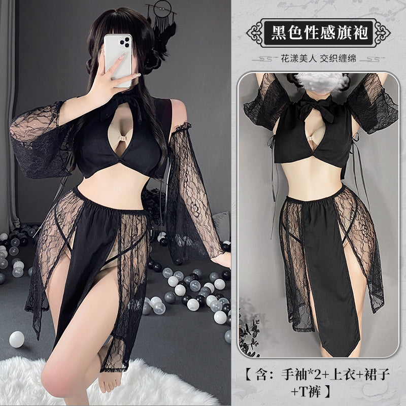 BT2558-性感古典提花漢服激情睡裙透視誘惑挑逗旗袍制服
