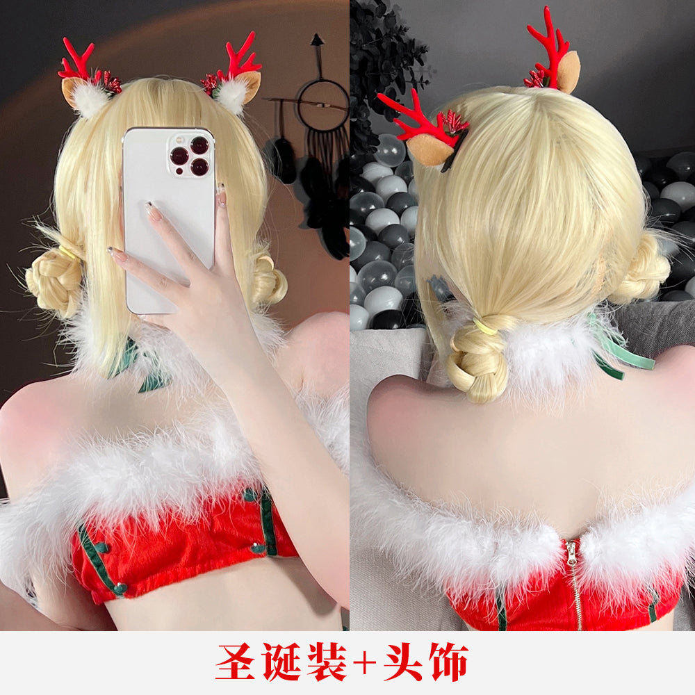 BT2488-特殊好看聖誕套裝抹胸分體性感制服誘惑