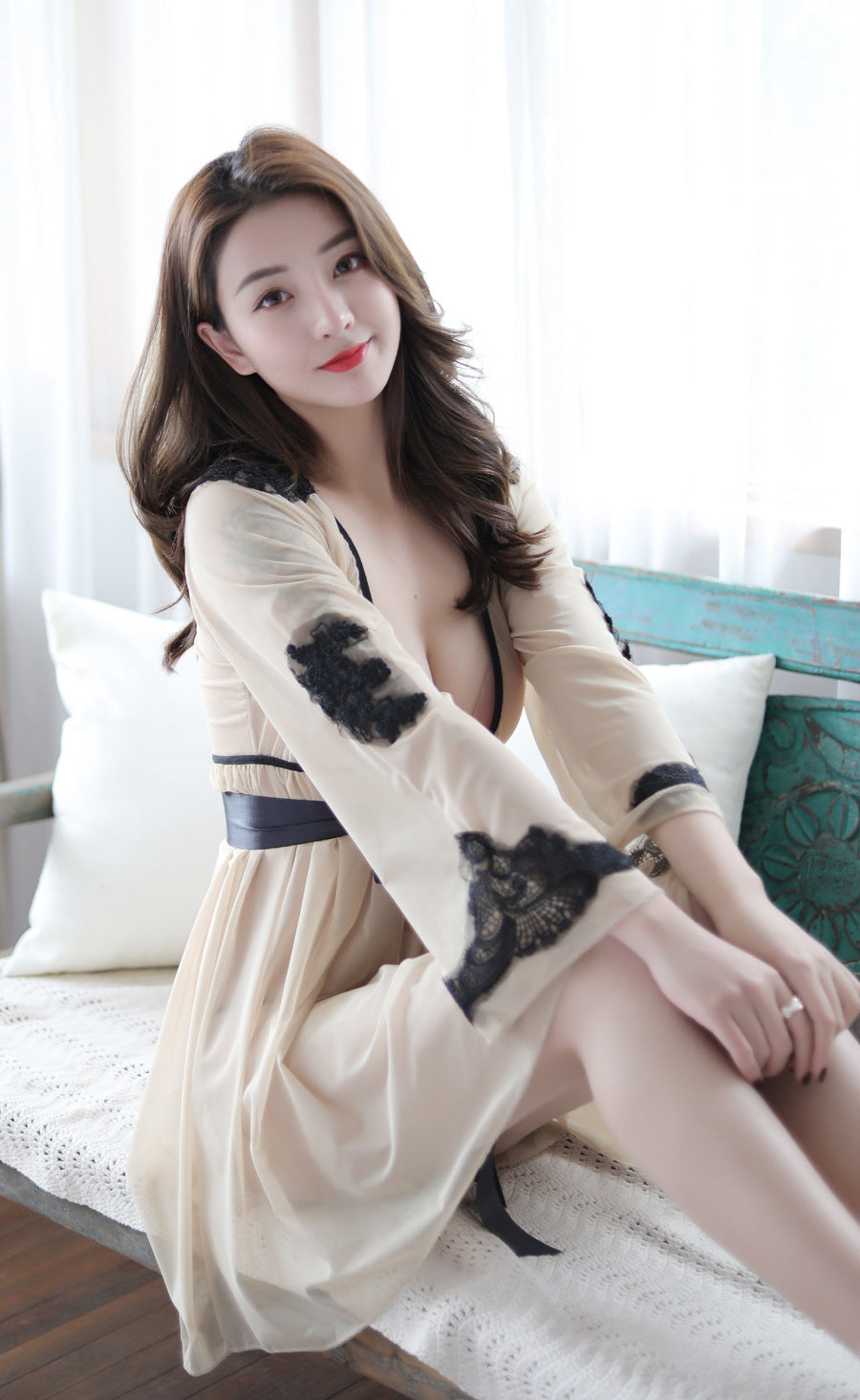 【A-1043】情趣內衣透明真人性感透視誘惑露乳蕾絲網紗