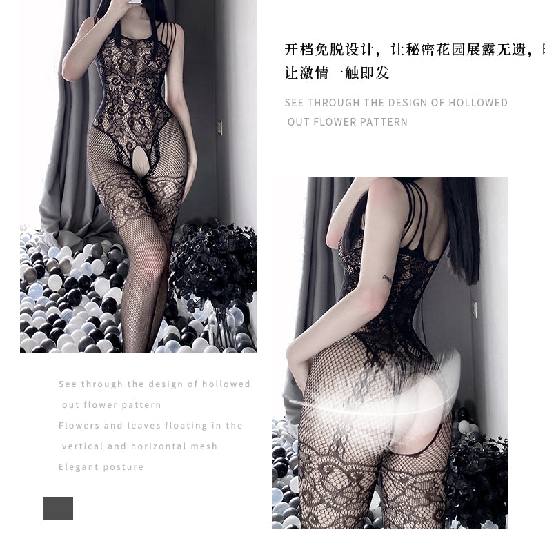 BF3108-情趣內衣性感連體鏤空絲襪裝大碼吊帶性感開襠內衣