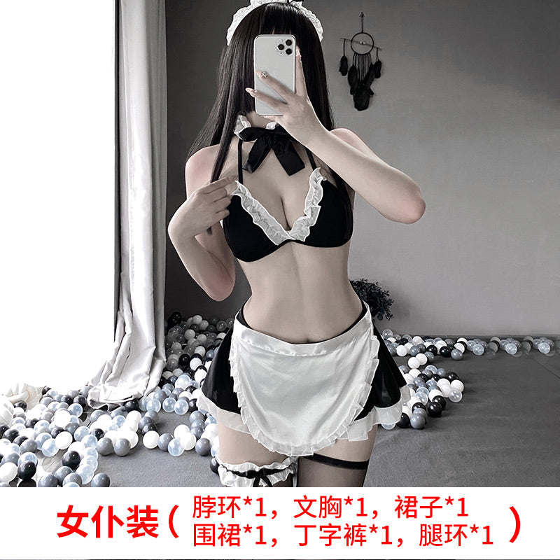 BT2352-情趣內衣女裝性感透視制服誘惑角色扮演開檔三點式女僕套裝