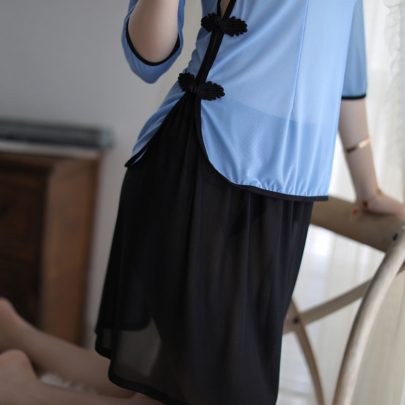 【A-1190】新款情趣內衣女制服誘惑套裝網紗透視性感民國學生裝