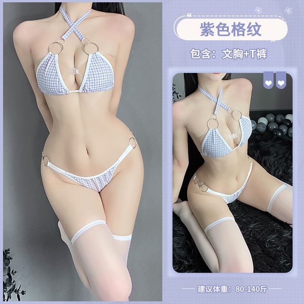BT1038-三點式情趣內衣性感比基尼小胸漏乳比基尼誘惑女僕套裝