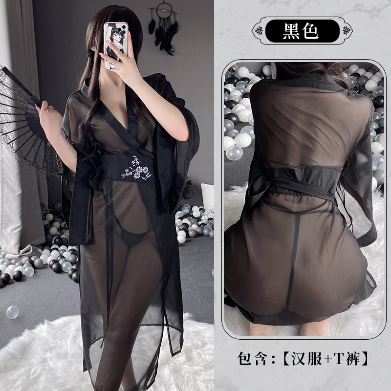 BT2566 BT2544-情趣內衣性感透視中國風長裙刺繡漢服套裝連身裙制服