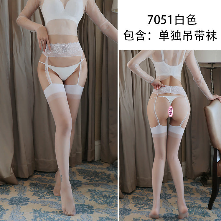 【組合系列】AS-情趣內衣女士歐美性感蕾絲拼接長筒絲襪假吊襪開檔連褲襪