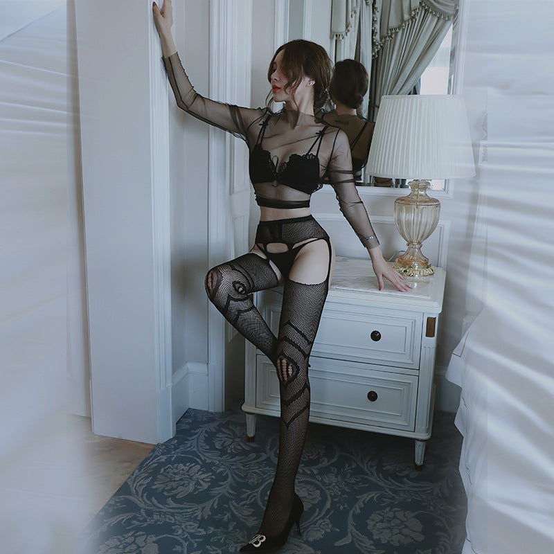 AS5000-情趣內衣女歐美情趣吊帶網襪絲襪性感吊襪帶開檔