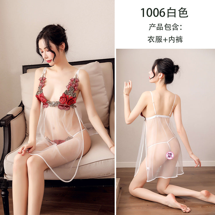 【A-1006】情趣内衣新款性感诱惑玫瑰花吊带裙