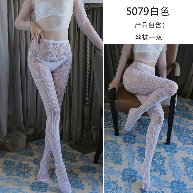 AS5079-情趣內衣女士歐美大碼性感誘惑提花絲襪網襪連體襪