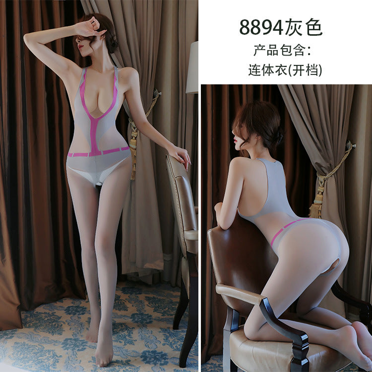 AO8894-情趣內衣女性感絲襪連體無袖連體開檔衣
