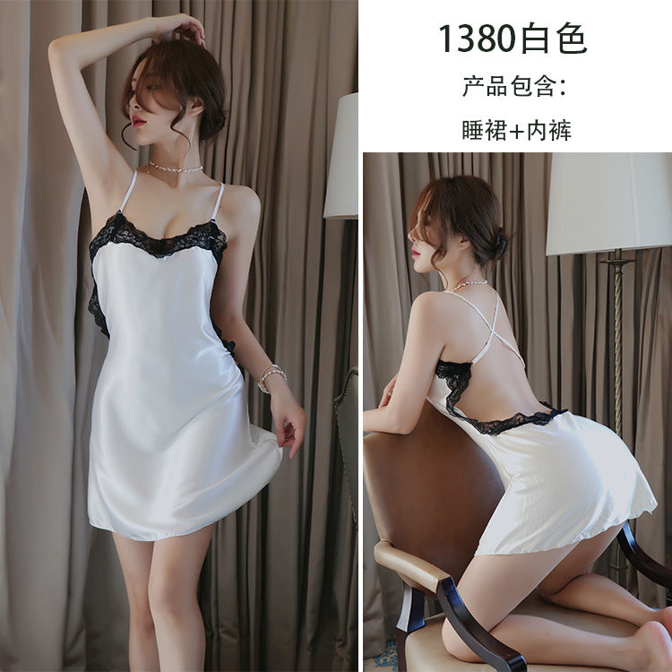 【A-1380】情趣內衣女性感蕾絲吊帶情侶床上誘惑透視純欲風睡裙