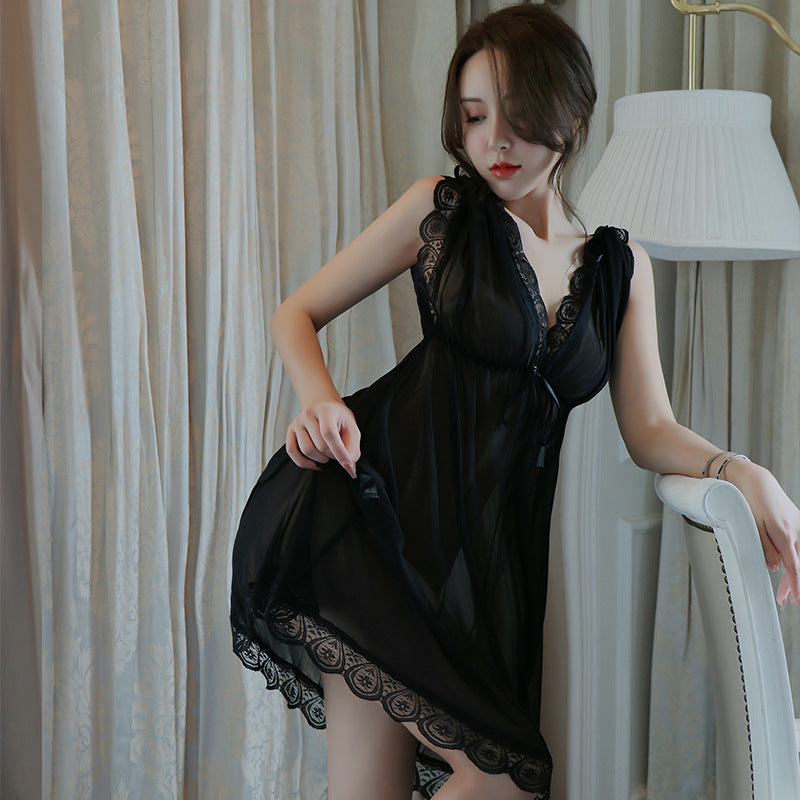 【A-1090】情趣內衣女士大碼歐美性感睡衣深透明網紗睡裙