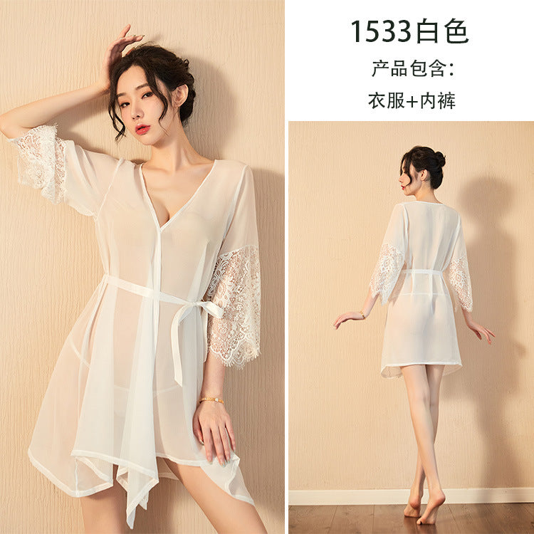 【A-1533】情趣內衣女睡衣情趣透視開衫成人內衣床浴袍家居服