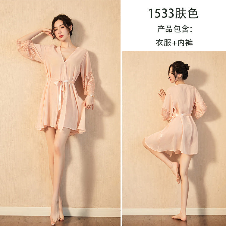 【A-1533】情趣內衣女睡衣情趣透視開衫成人內衣床浴袍家居服