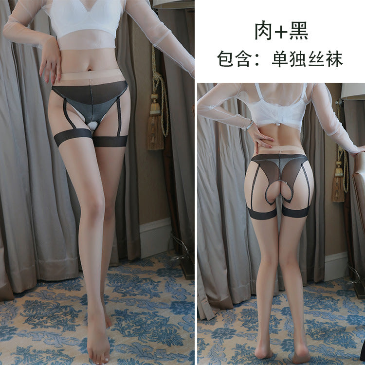 AS4696-情趣絲襪性感開檔免脫假內褲吊襪絲襪內褲套裝連褲襪